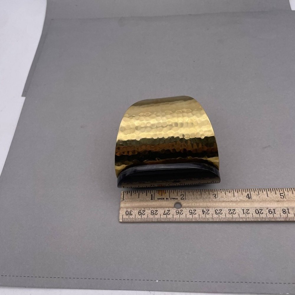 Bisjoux Solid Brass Handmade Hammered Textured Wide Tahiti Cuff Bracelet - Picture 9 of 9